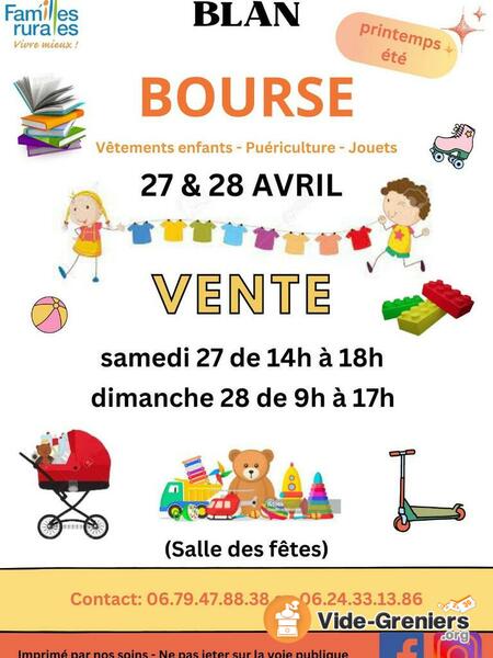 Marché aux vêtements, enfants, ados, puériculture à Blan, du samedi 27 avril au 28 avril 2024