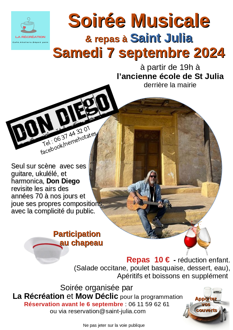 Soirée musicale à Saint Julia le samedi 7 septembre 2024