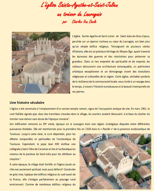 Dans son numéro de juin 2025, l'Echo des Garlandes, consacre plusieurs pages à l'église de Saint Julia