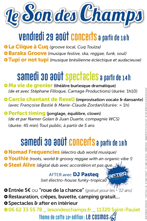 Programme du festival Le son des champs