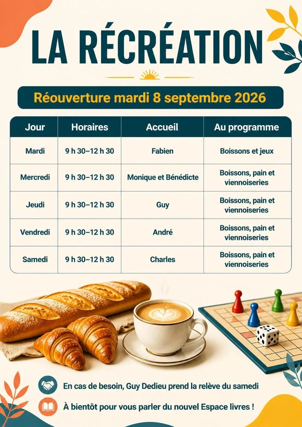 Réouverture de la récréation le 8 septembre 2026