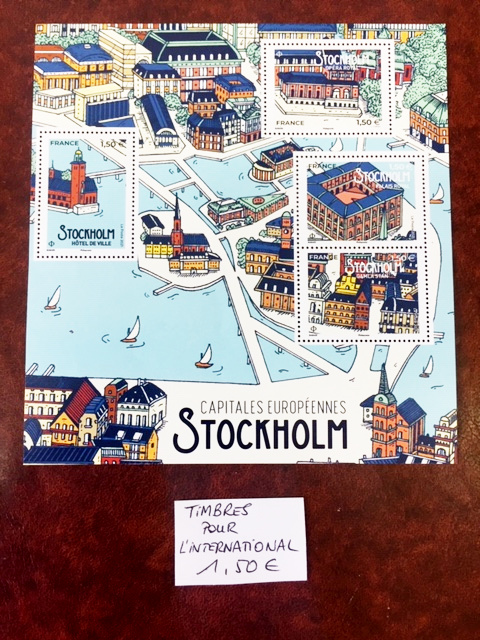 4 jolis timbres se référant à Stockholm, la capitale de la Suède