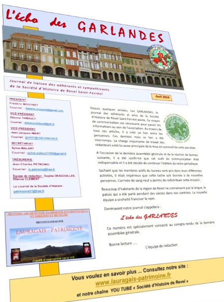 l'écho des Garlandes, revue de la SHRSF, Société d'Histoire de Revel Saint Ferréo l'écho des Garlandes, revue de la SHRSF, Société d'Histoire de Revel Saint Ferréo
