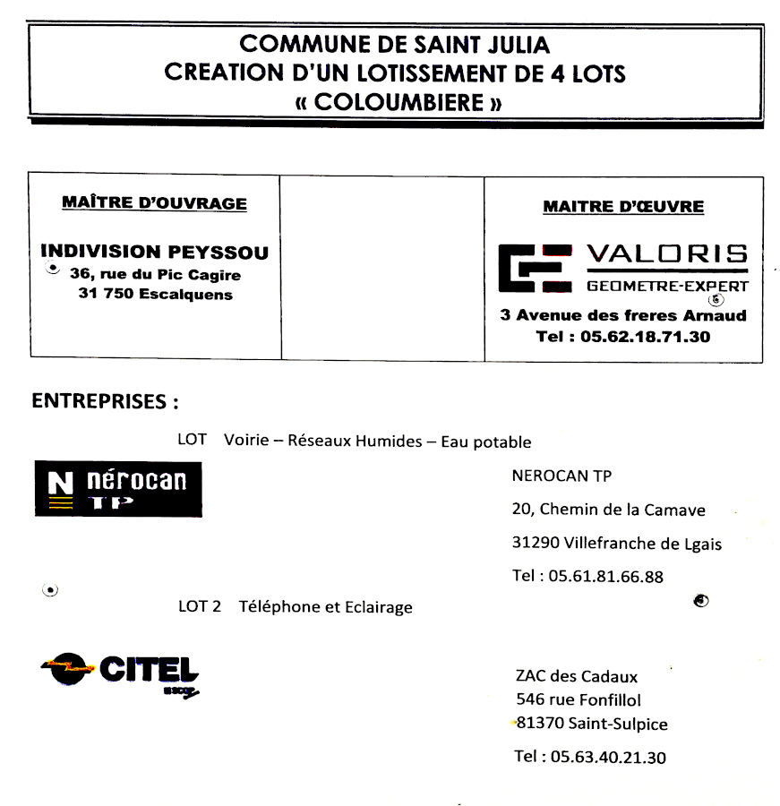 L'affichage du lotissement La Couloumbiére L'affichage du lotissement La Couloumbiére